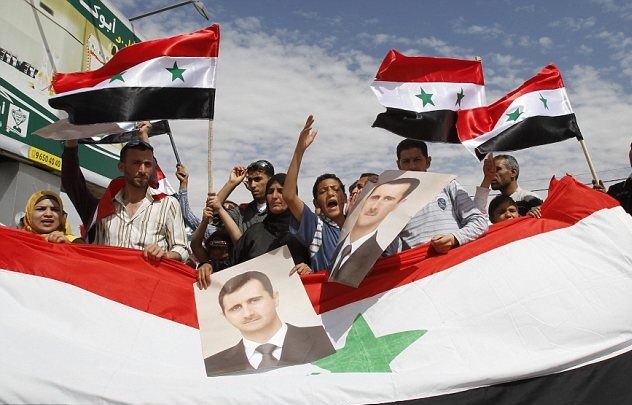 Simpatizantes con el gobierno sirio