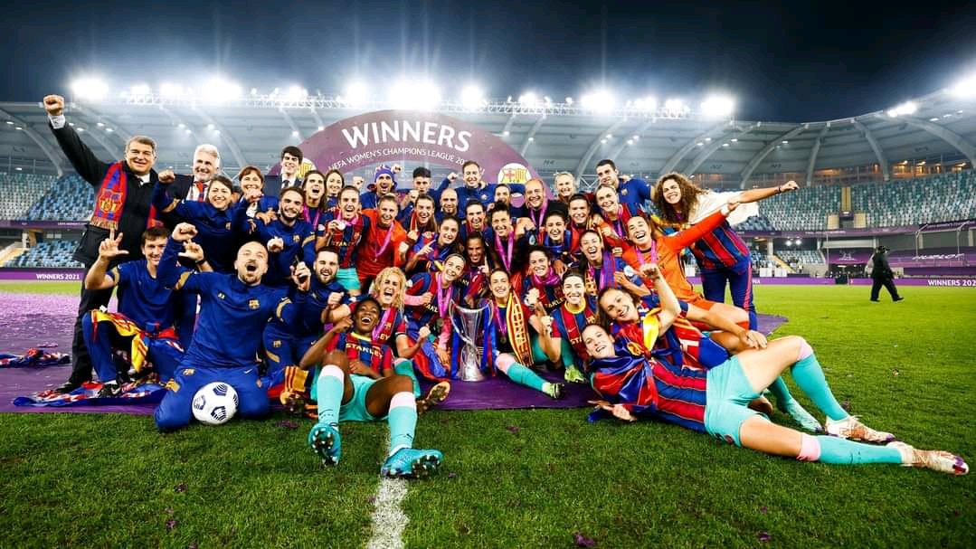 Celebración del equipo femenino del club Barcelona