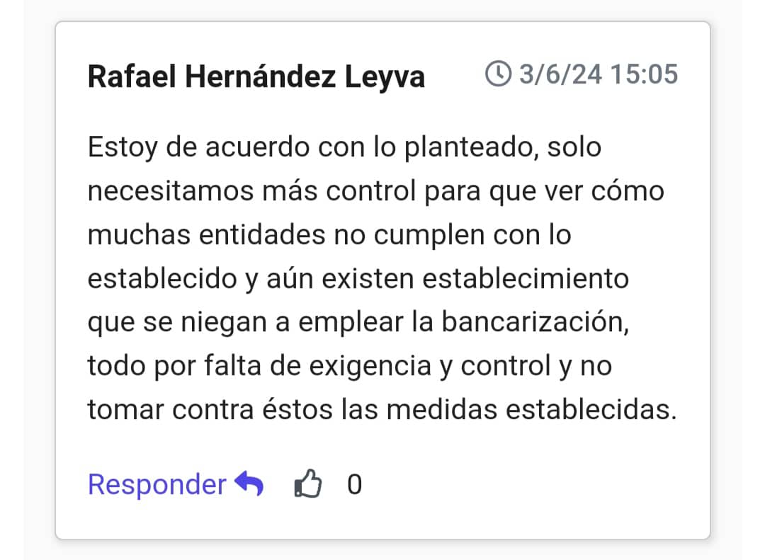 Comentarios sobre Bancarización 